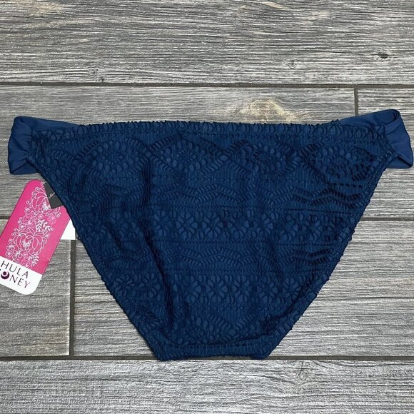 NWT Hula Honey Bikini Bottoms Juniors' Medium Blue Crochet Side Tab Swim Bottoms - Picture 5 of 11